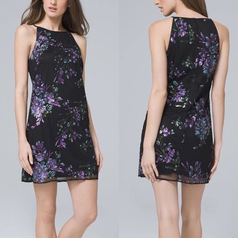 White House Black Market Floral Appliqué Mini Dress